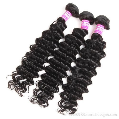 Wholesale Virgin Human Hair Deep Wave Bundles with Closure Unprocessed Remy Raw Brazilian 10A 100% Human Hair No Mix Queena Hair